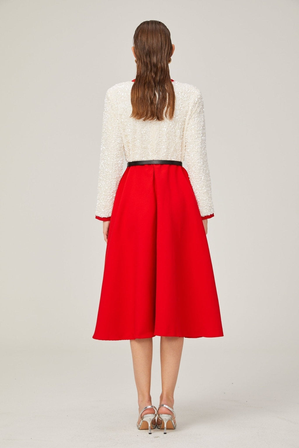 Palma Long Sleeve Midi Dress in Red