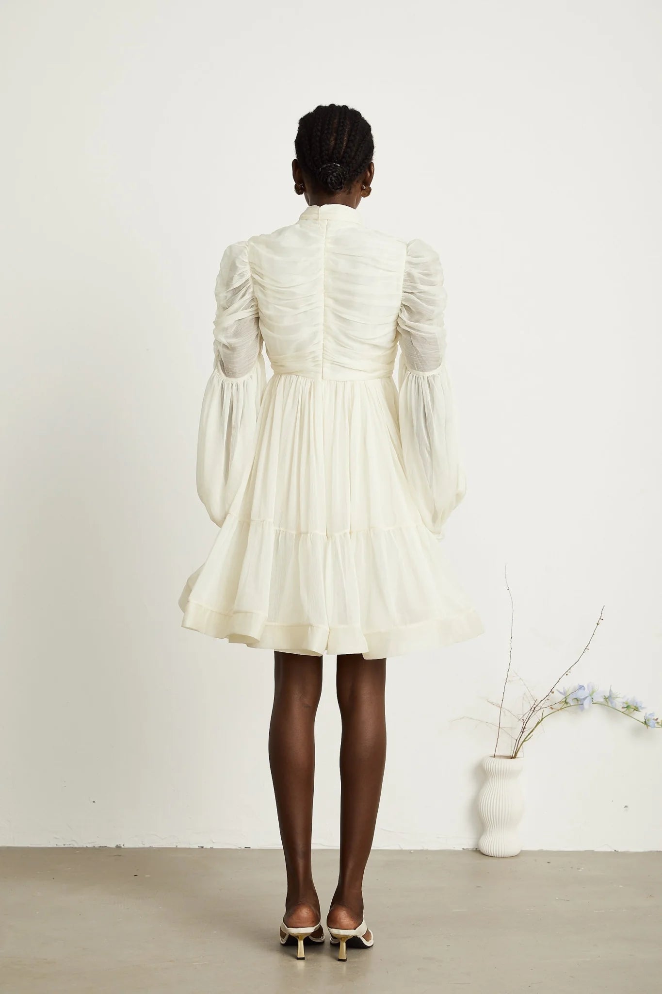 Paola Mini Dress - Mock Neck Long Sleeve Gathered Design