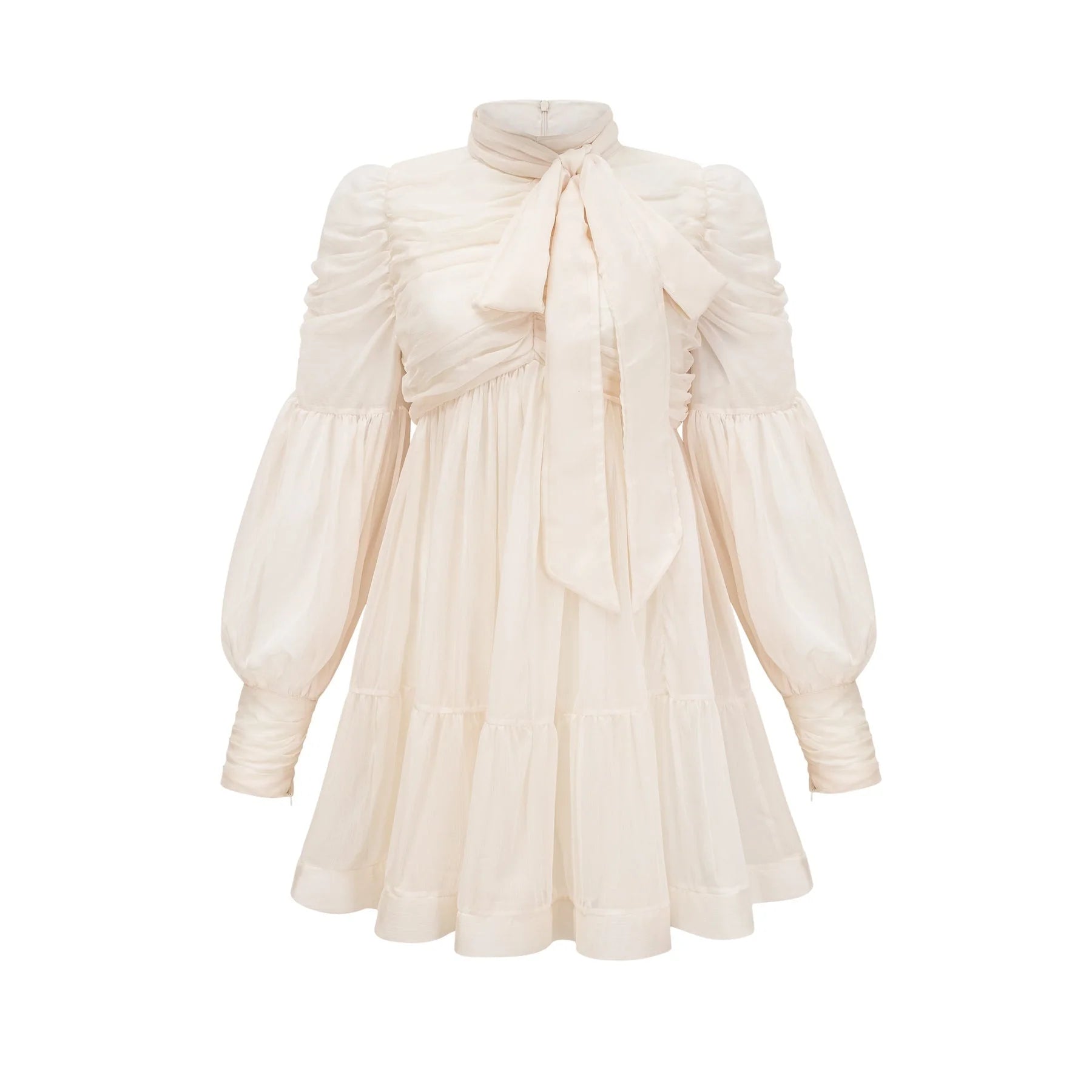 Paola Mini Dress - Mock Neck Long Sleeve Gathered Design