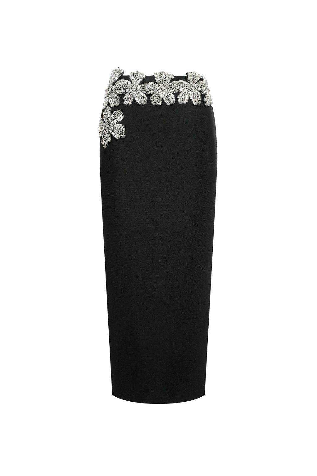 Paris Black Bandage Diamond Flower Embellished Two-Piece Dress