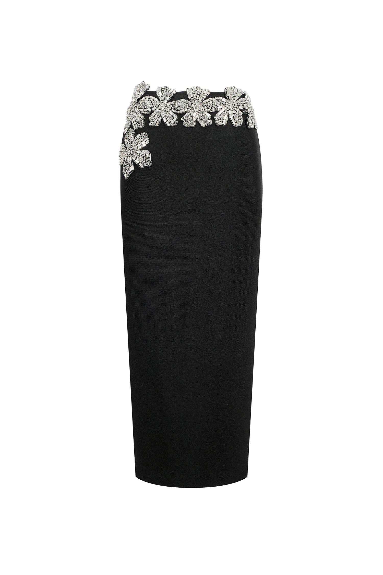Paris Black Bandage Diamond Flower Embellished Two-Piece Dress