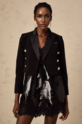 Paris Blazer with Gold Tone Buttons & Cropped Hem