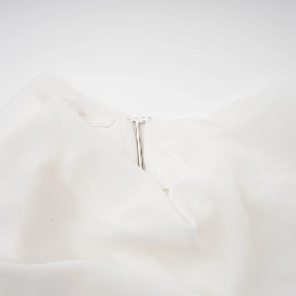 Paris Blouse Paris Chiffon One Shoulder White Asymmetric Hem Blouse