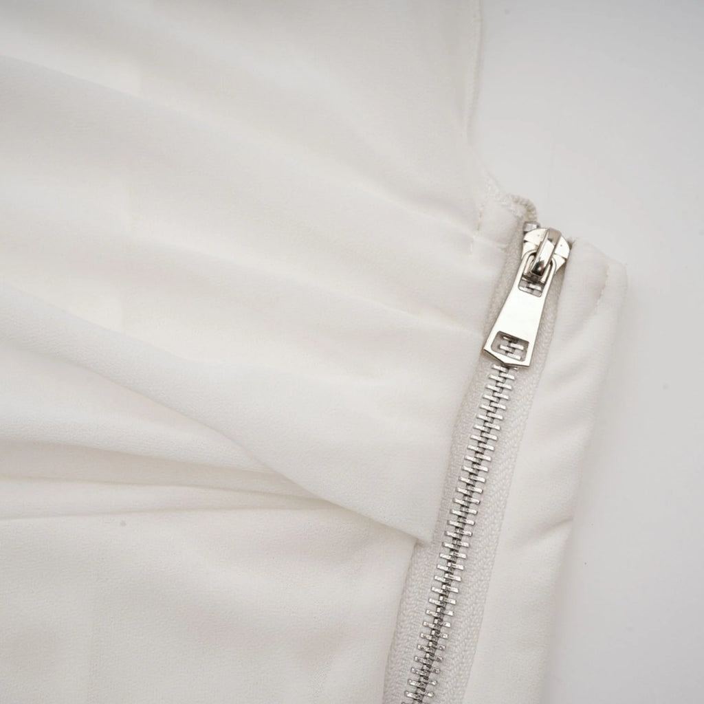 Paris Blouse Paris Chiffon One Shoulder White Asymmetric Hem Blouse