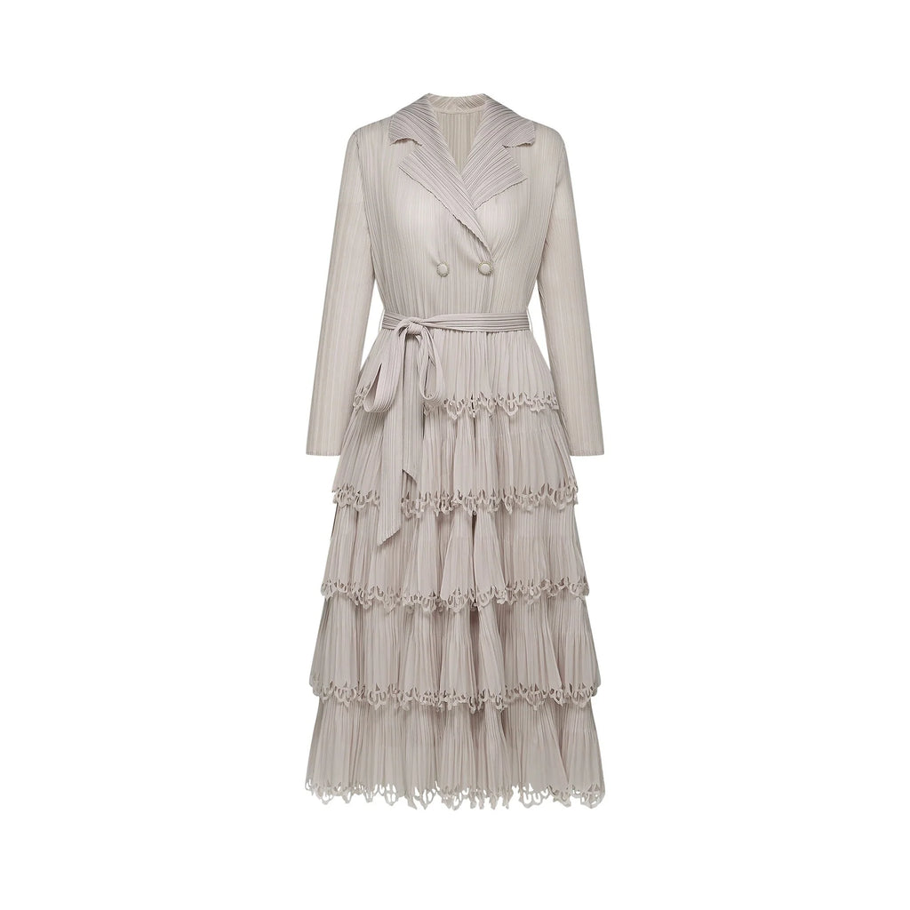 Pasqualina Tiered Pleated Midi Dress