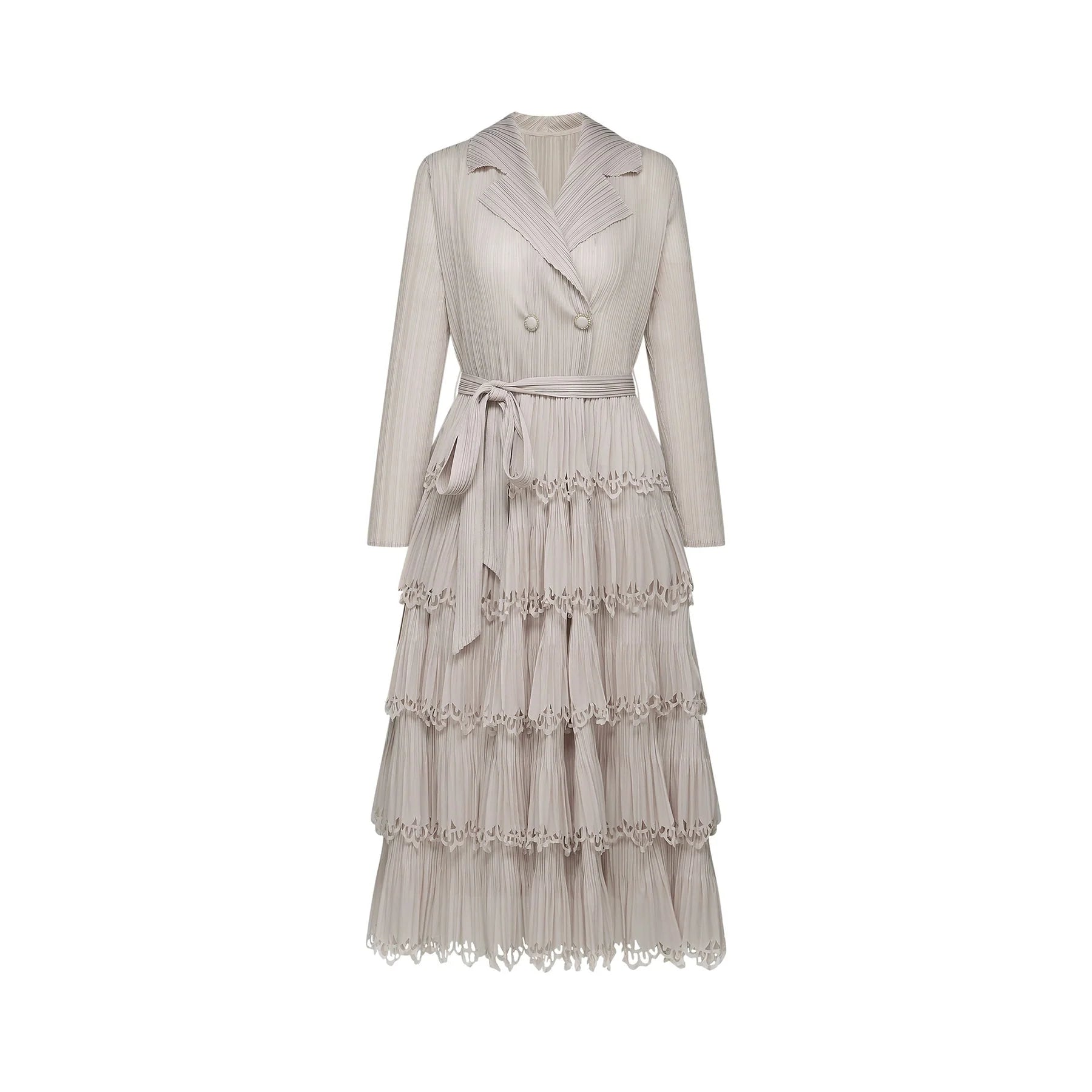 Pasqualina Tiered Pleated Midi Dress