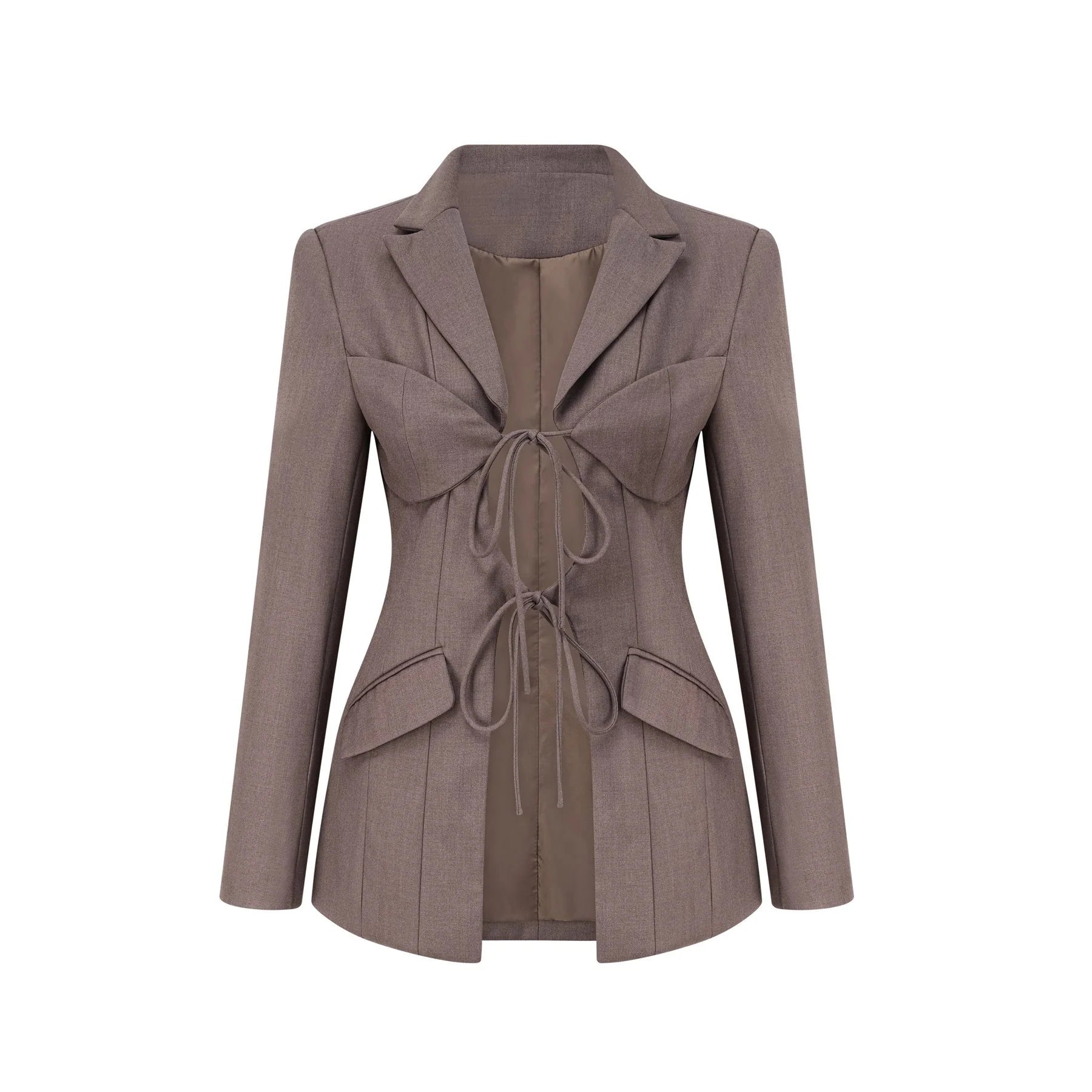 Patrizia Blazer Grey Tie Up Design & Fitted Two Pockets