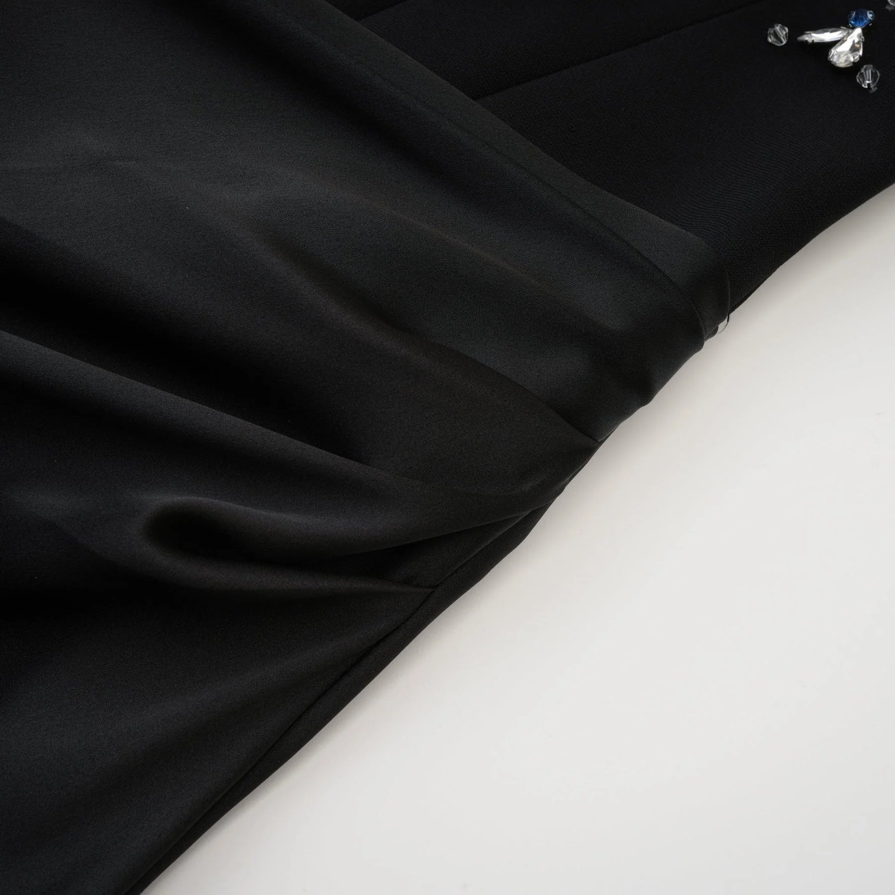 Patrizia Maxi Dress - Off Shoulder Pleated Design with Crystal Embellishment & Flared Hem