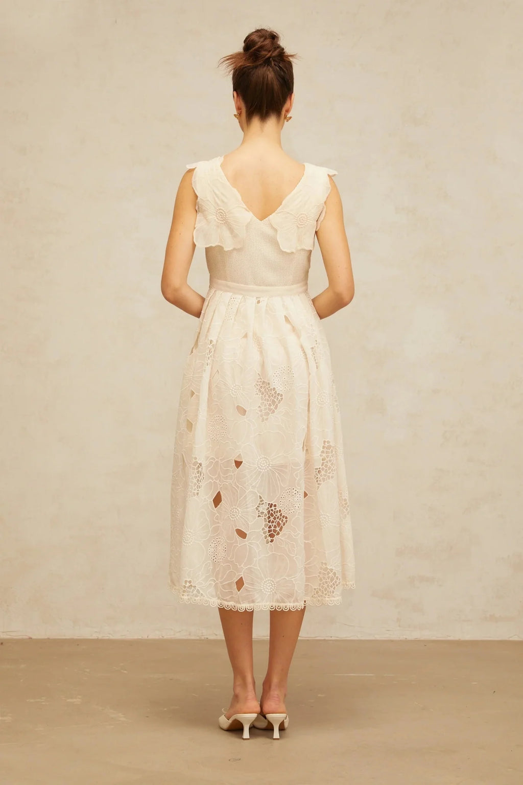 Patrizia Midi Dress Beaded Floral Embroidered & Cut - Out