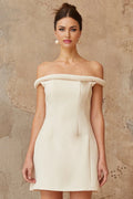 Patrizia Mini Dress White Off - shoulder Braid Detail & Puff Skirt
