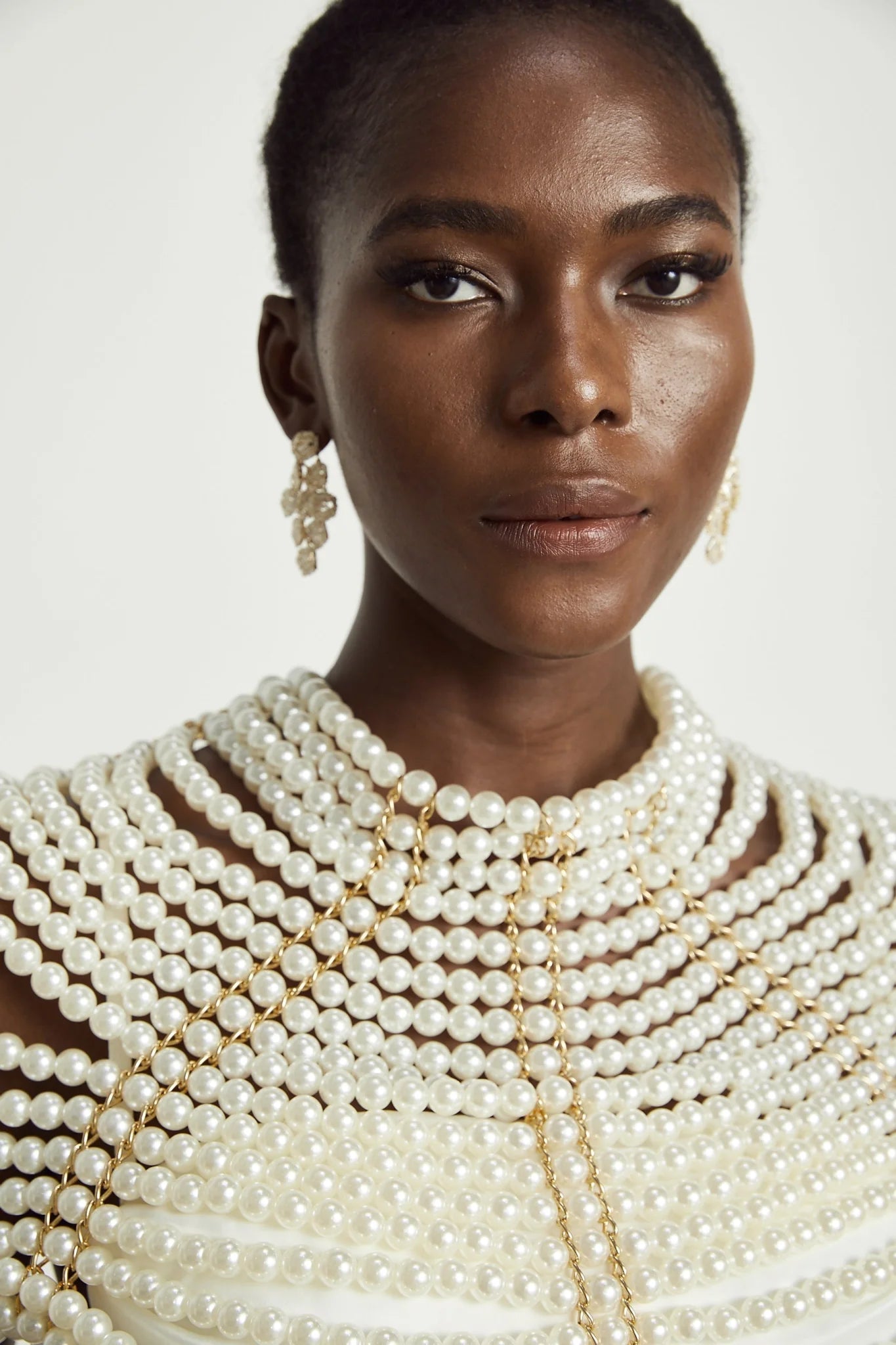 Patrizia Shawl White Faux - Pearl Open - Back