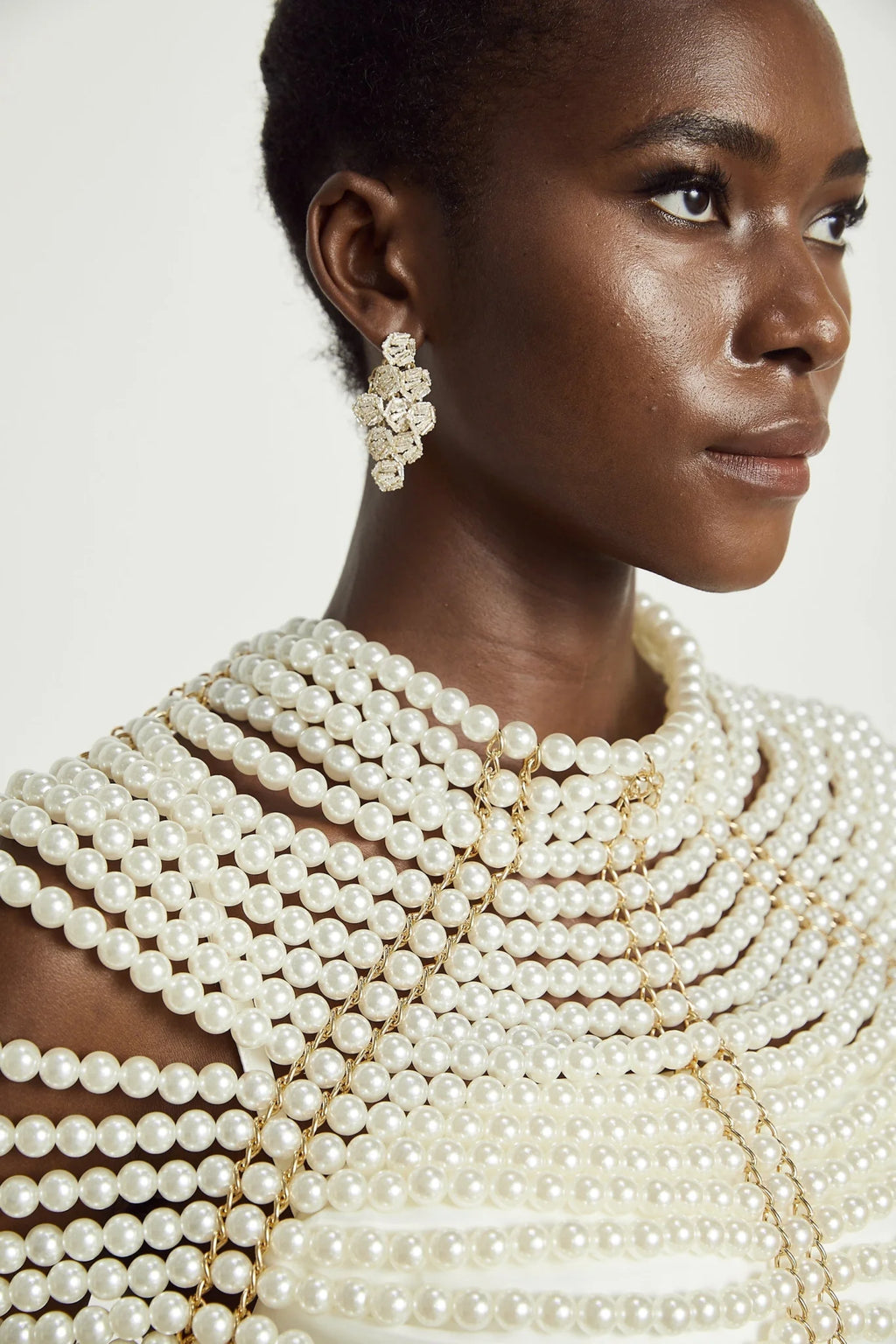 Patrizia Shawl White Faux - Pearl Open - Back