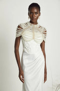 Patrizia Shawl White Faux - Pearl Open - Back