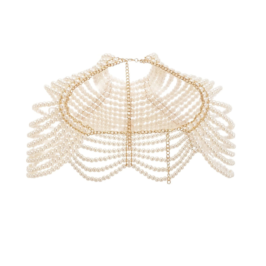 Patrizia Shawl White Faux - Pearl Open - Back