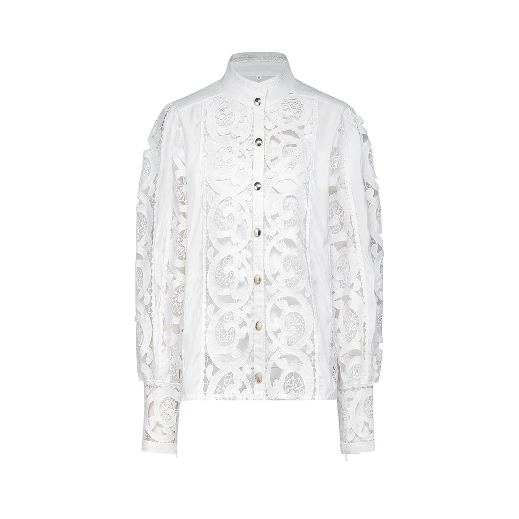 Patrizia Shirt & Skirt White Lace Floral Set