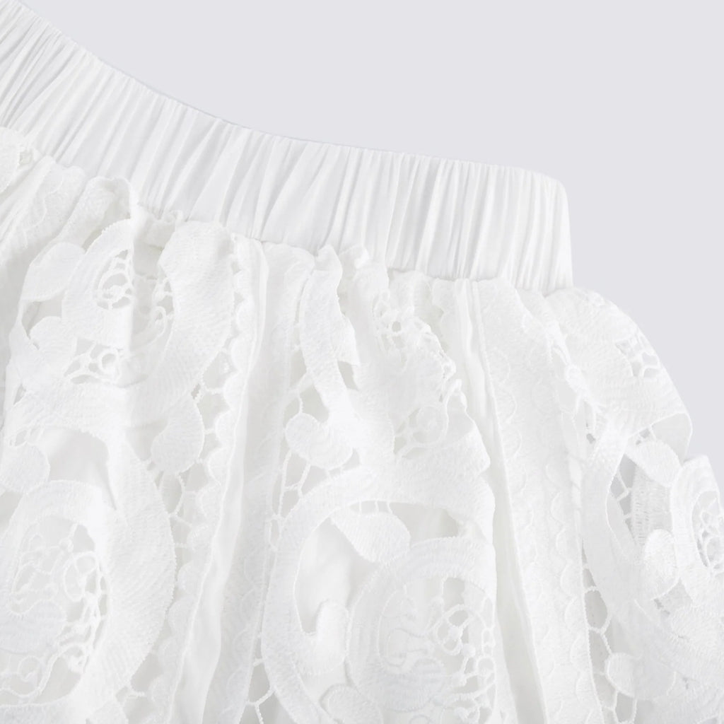 Patrizia Shirt & Skirt White Lace Floral Set