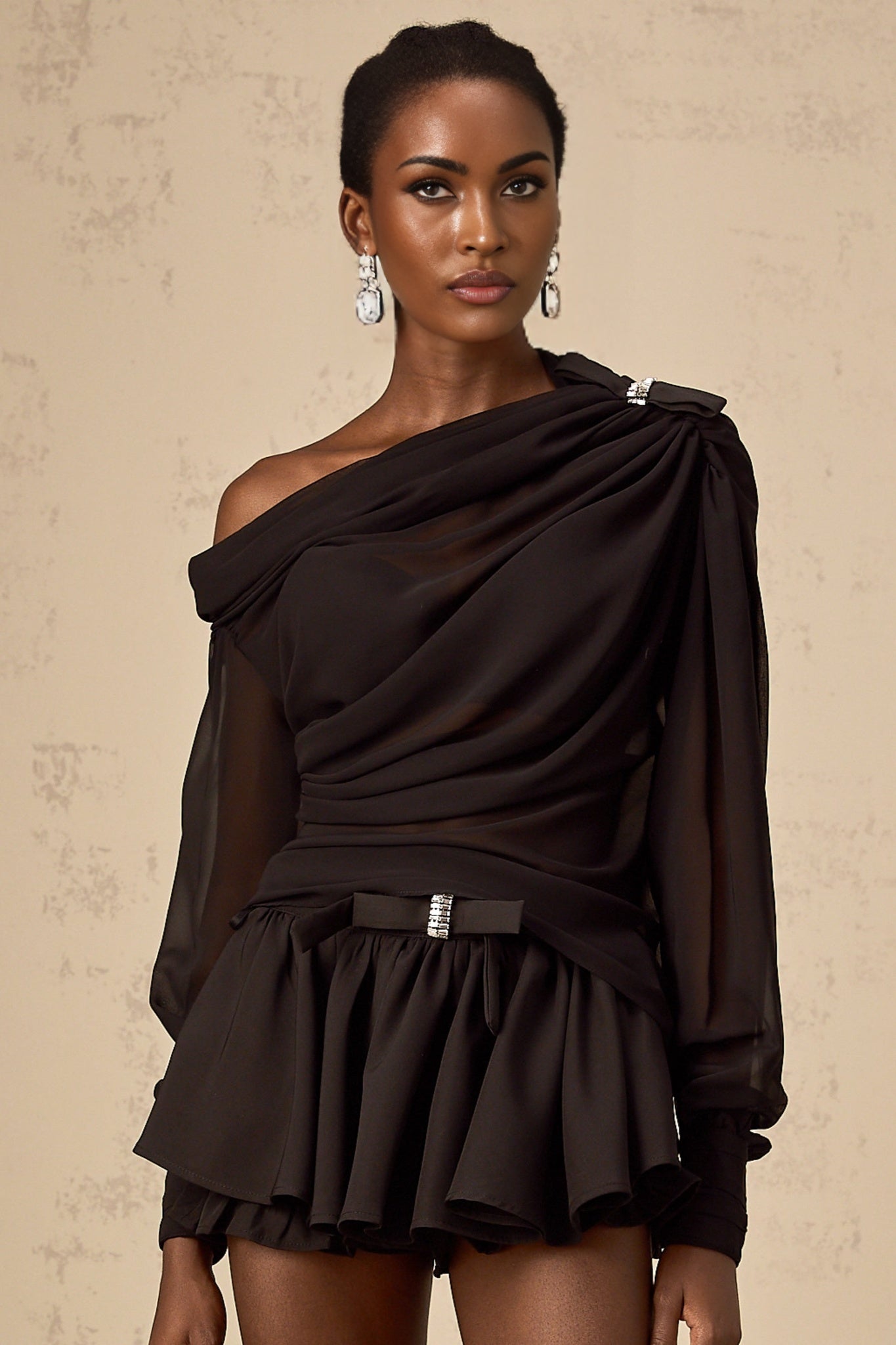 Pellegrina Blouse & Skirt Crystal Bow Set