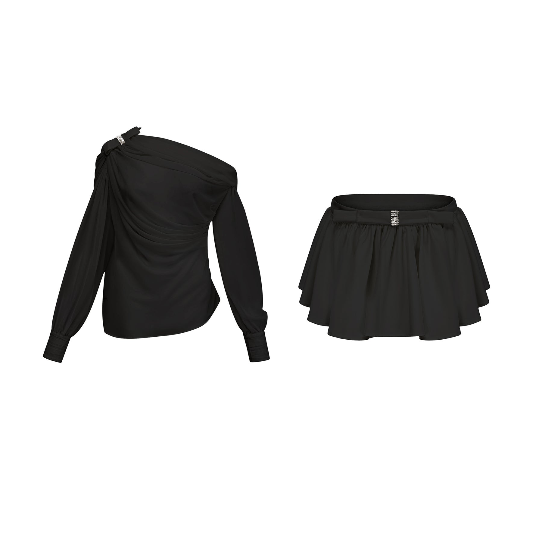 Pellegrina Blouse & Skirt Crystal Bow Set