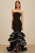 Pellegrina Maxi Dress - Black - Off - Shoulder - Ruffle - Mermaid Hem