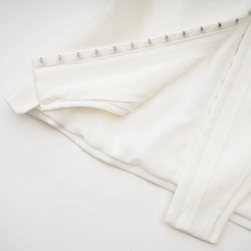 Penelope Corset Top White Square Neck Long Sleeve