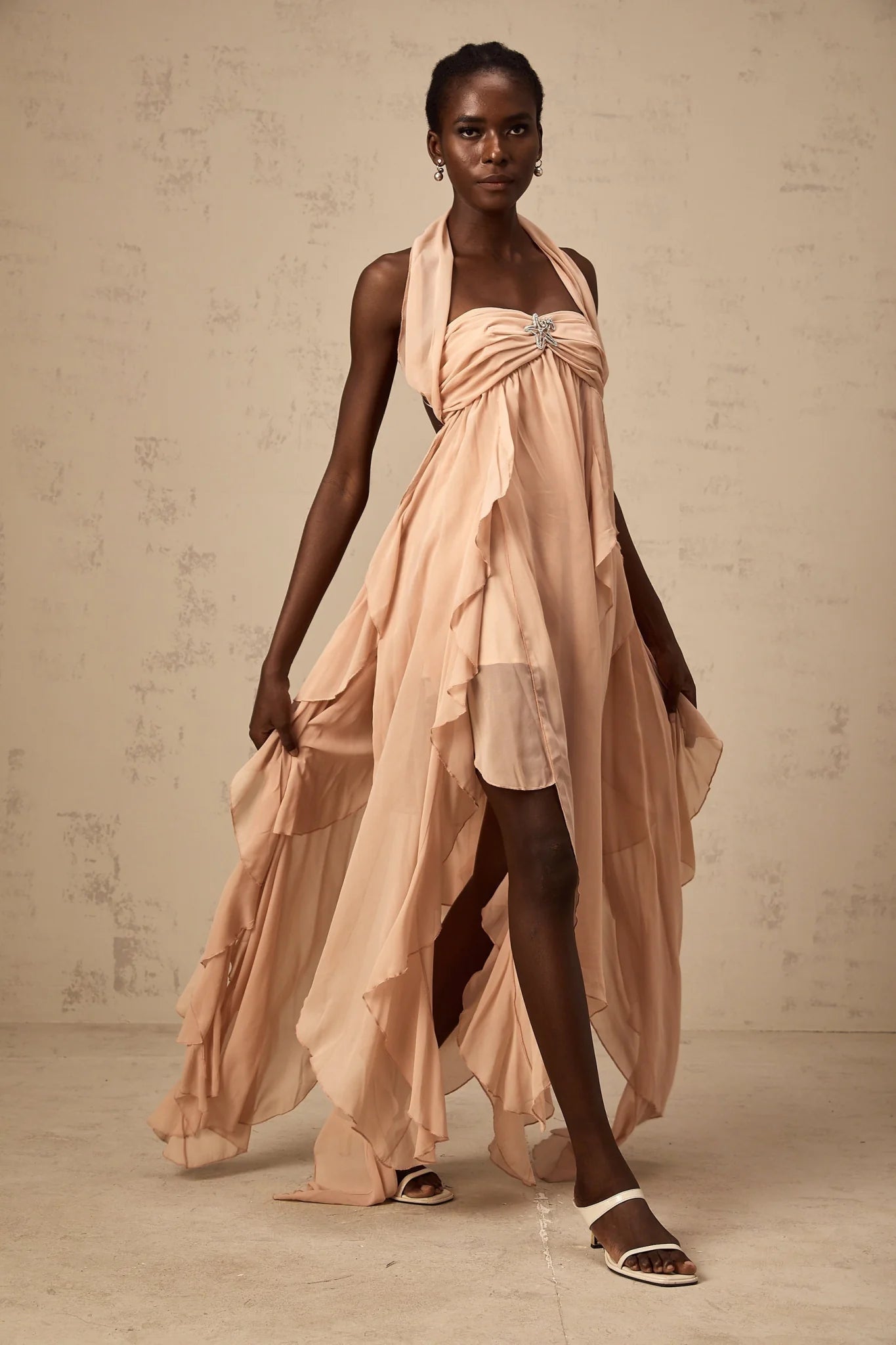 Penelope Maxi Dress in Vibrant Pink - Backless Halter Neck