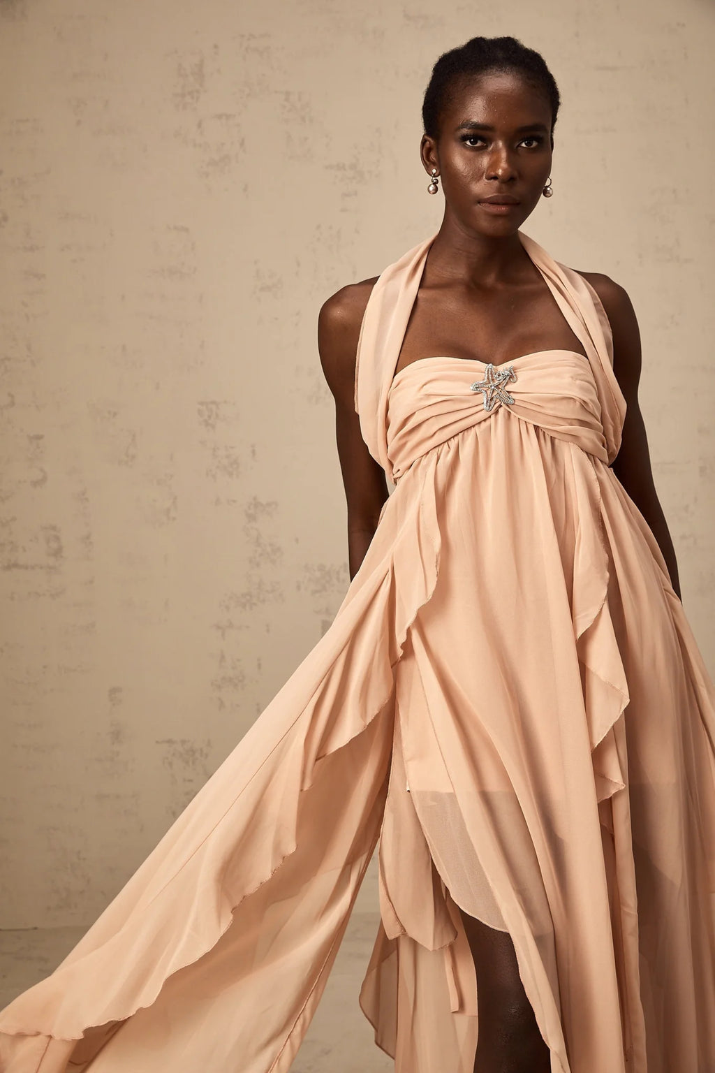 Penelope Maxi Dress in Vibrant Pink - Backless Halter Neck