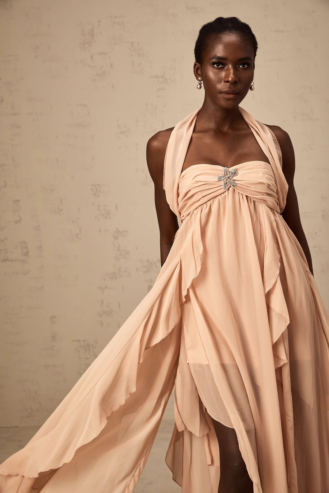 Penelope Maxi Dress in Vibrant Pink - Backless Halter Neck