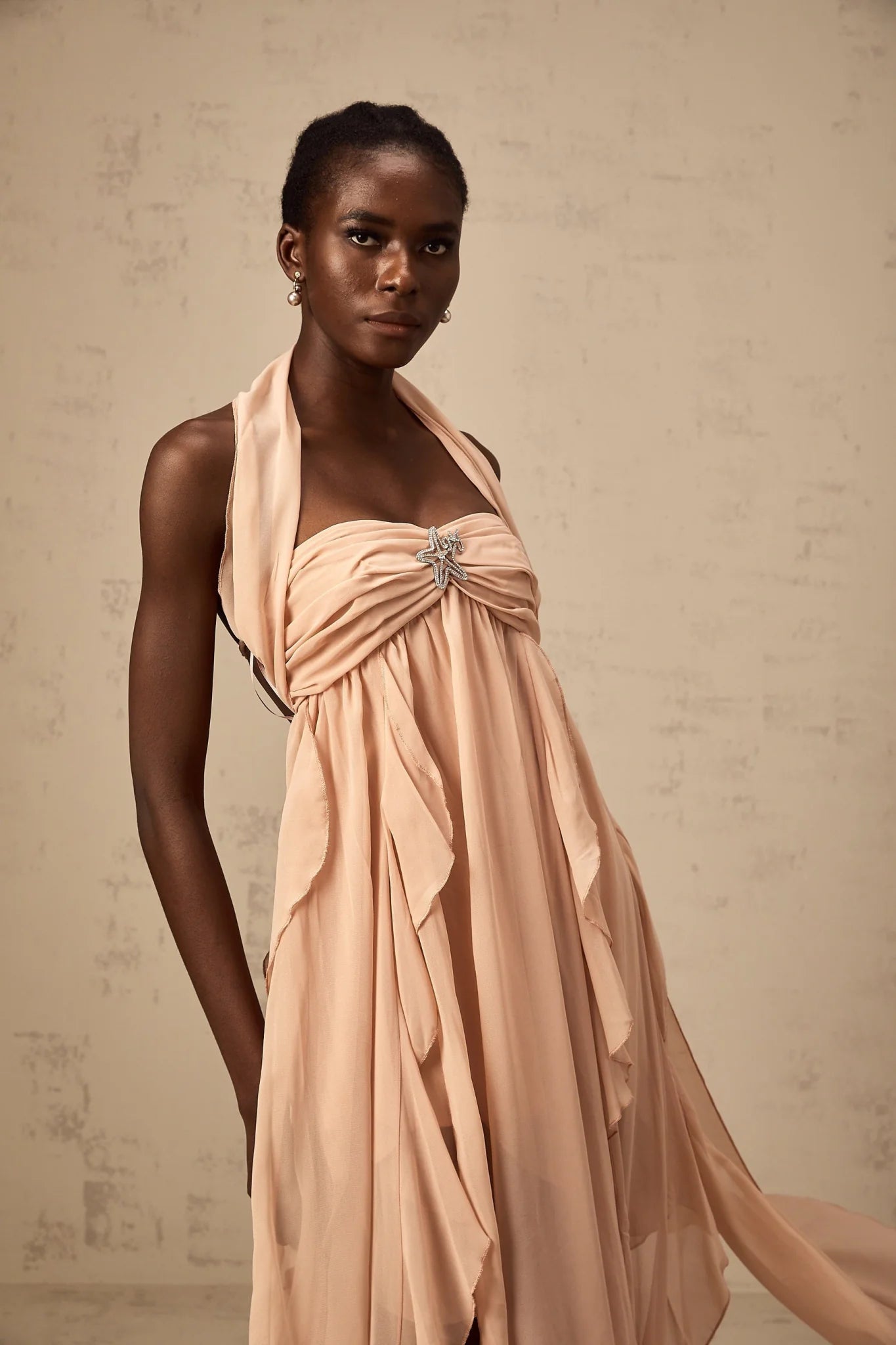 Penelope Maxi Dress in Vibrant Pink - Backless Halter Neck