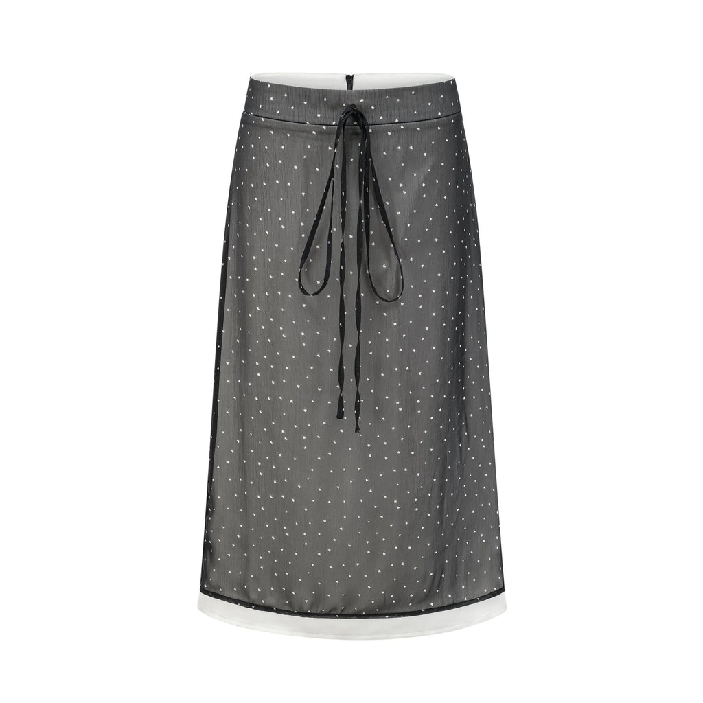 Penelope Skirt Tie Waisted Polka Dot Print & Color Blocked Midi