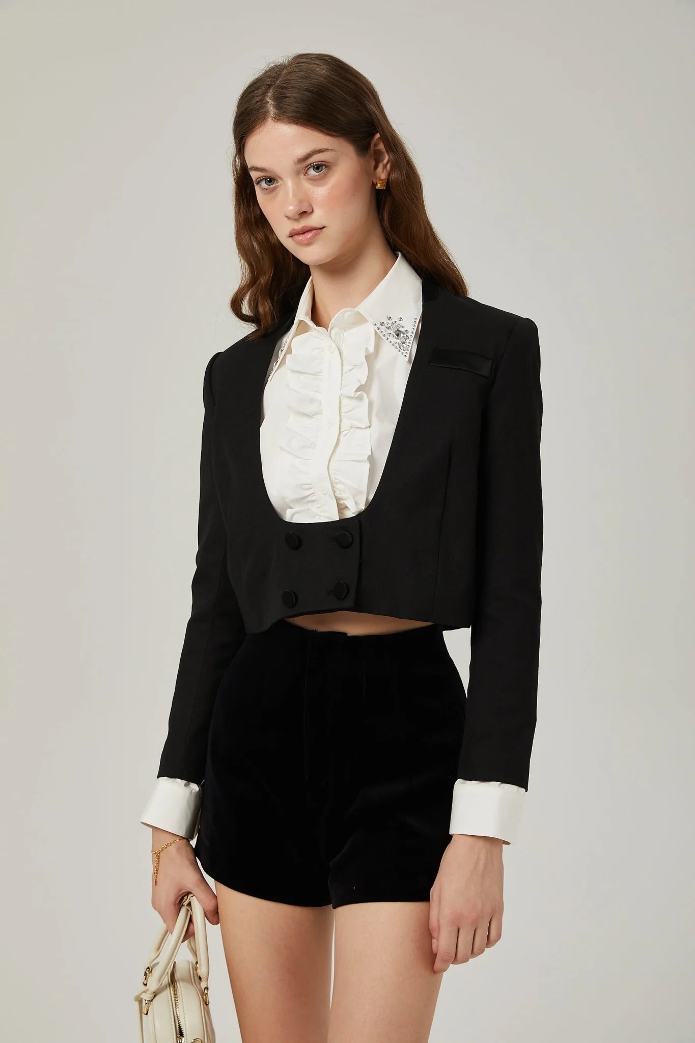 Perlina Jacket & Shorts Multicolor Crystal Embellished Set
