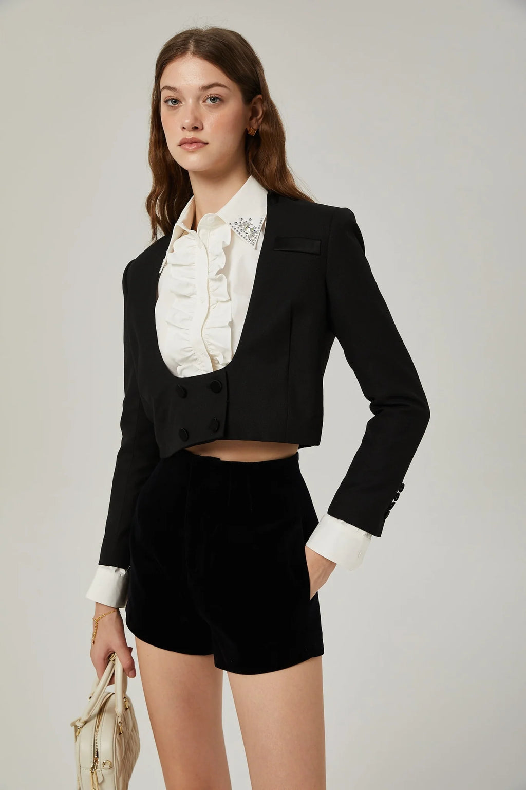 Perlina Jacket & Shorts Multicolor Crystal Embellished Set