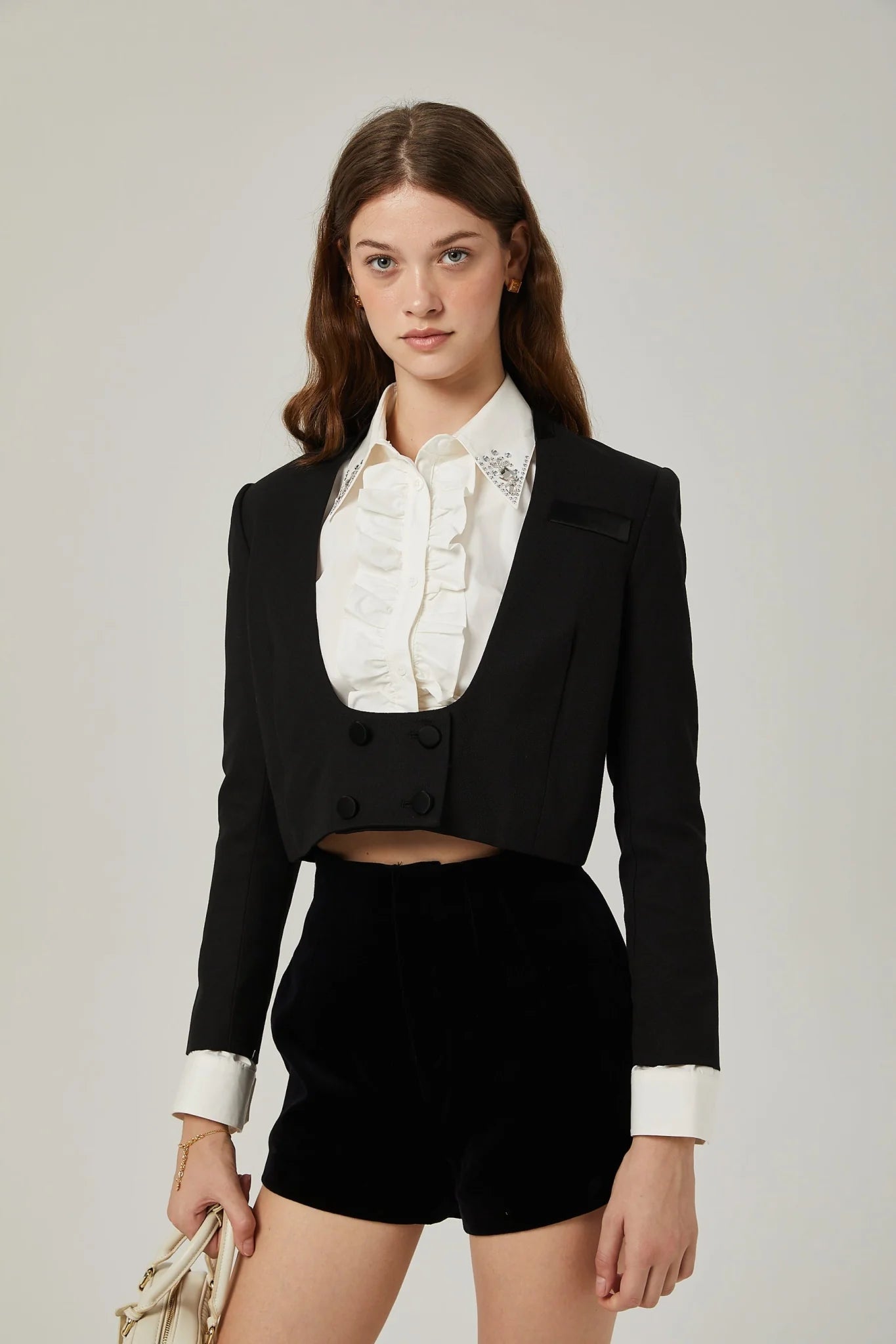 Perlina Jacket & Shorts Multicolor Crystal Embellished Set