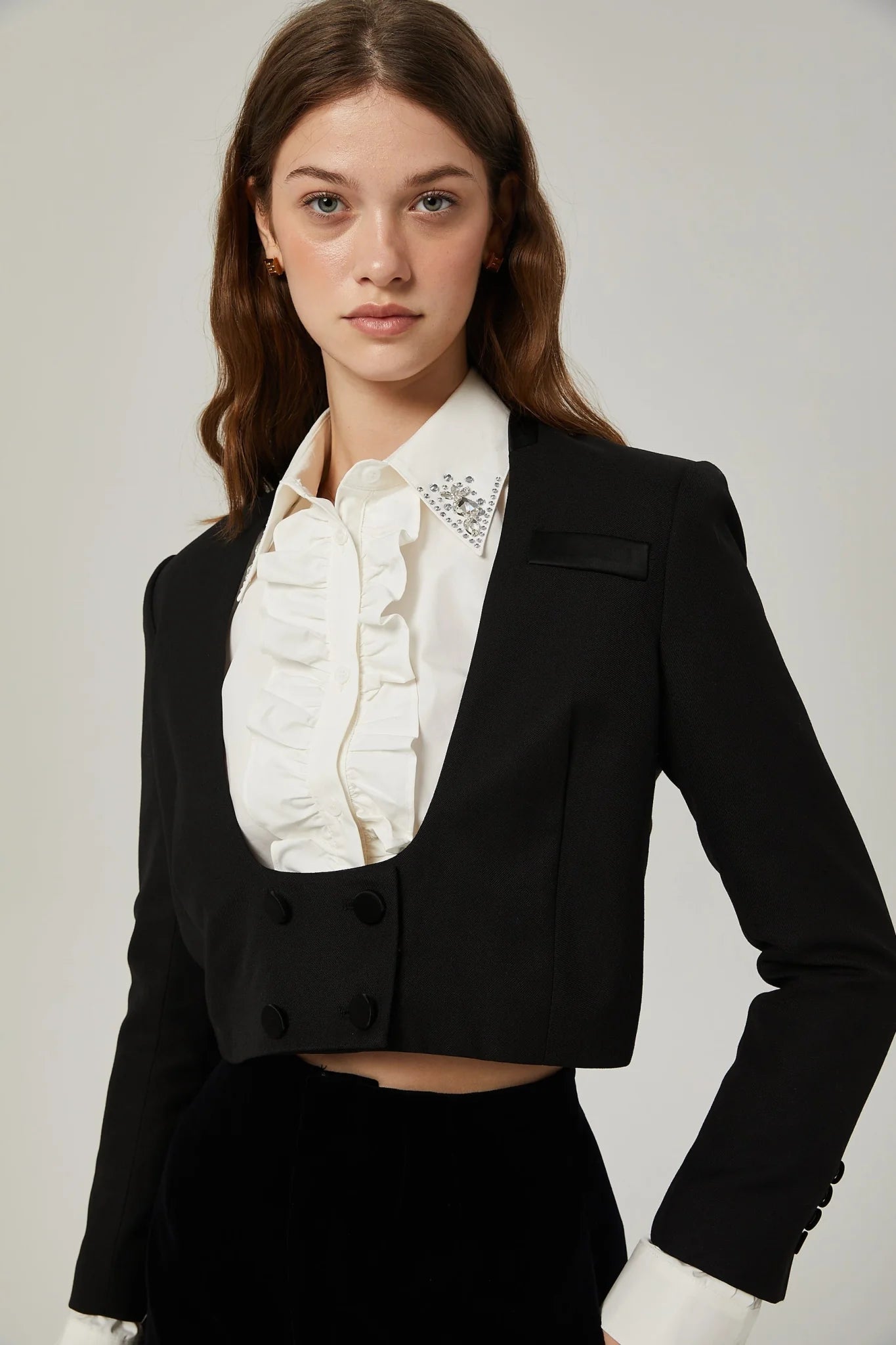Perlina Jacket & Shorts Multicolor Crystal Embellished Set