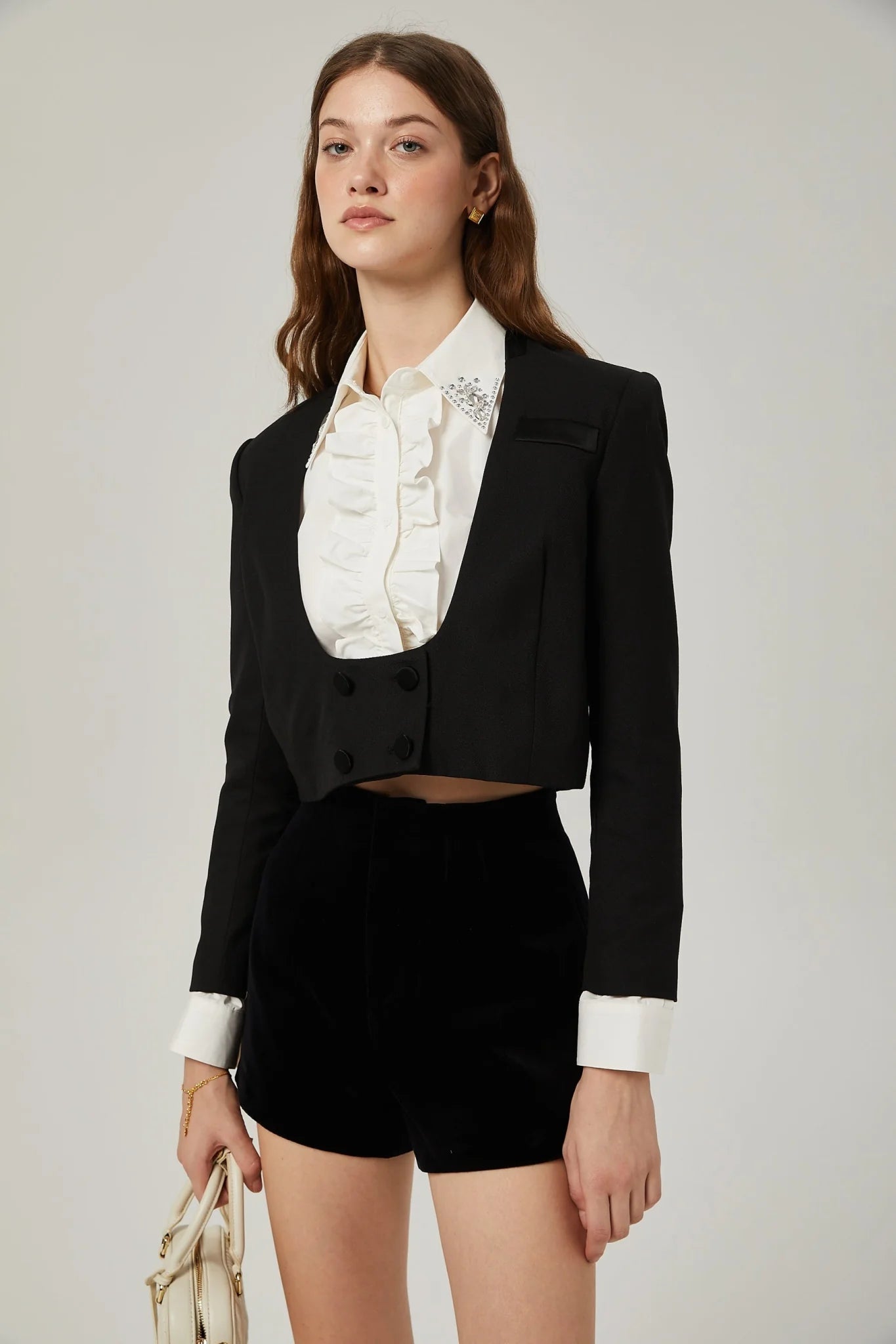 Perlina Jacket & Shorts Multicolor Crystal Embellished Set