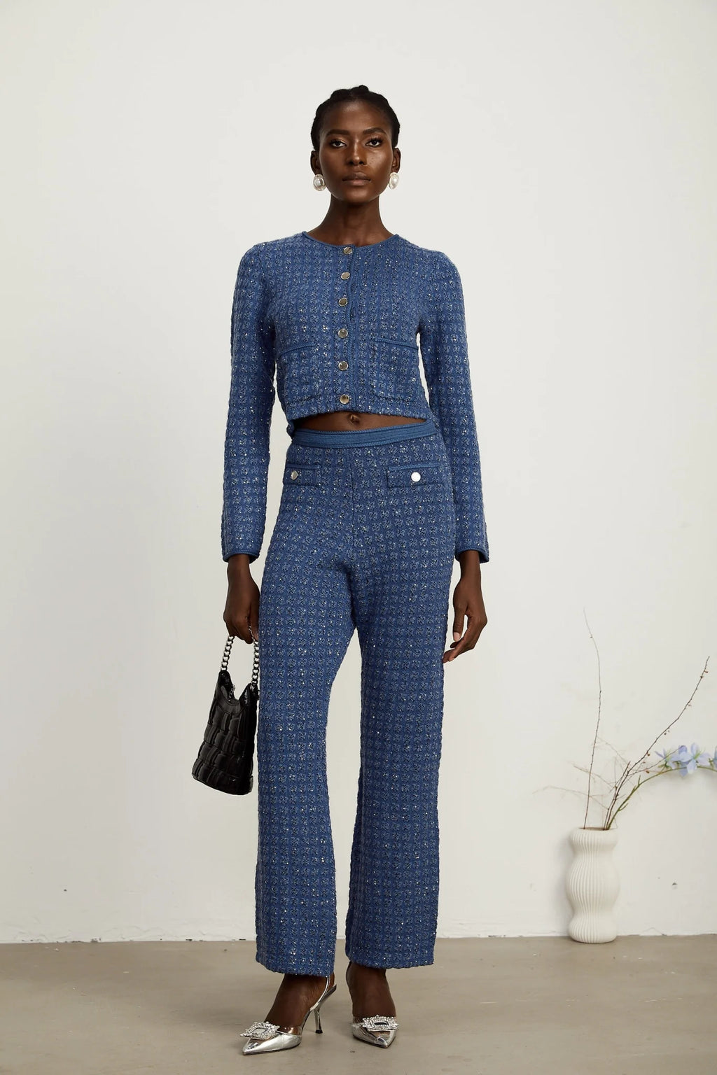 Peyton Jacket & Trousers Sequin Embellished Sapphire Blue