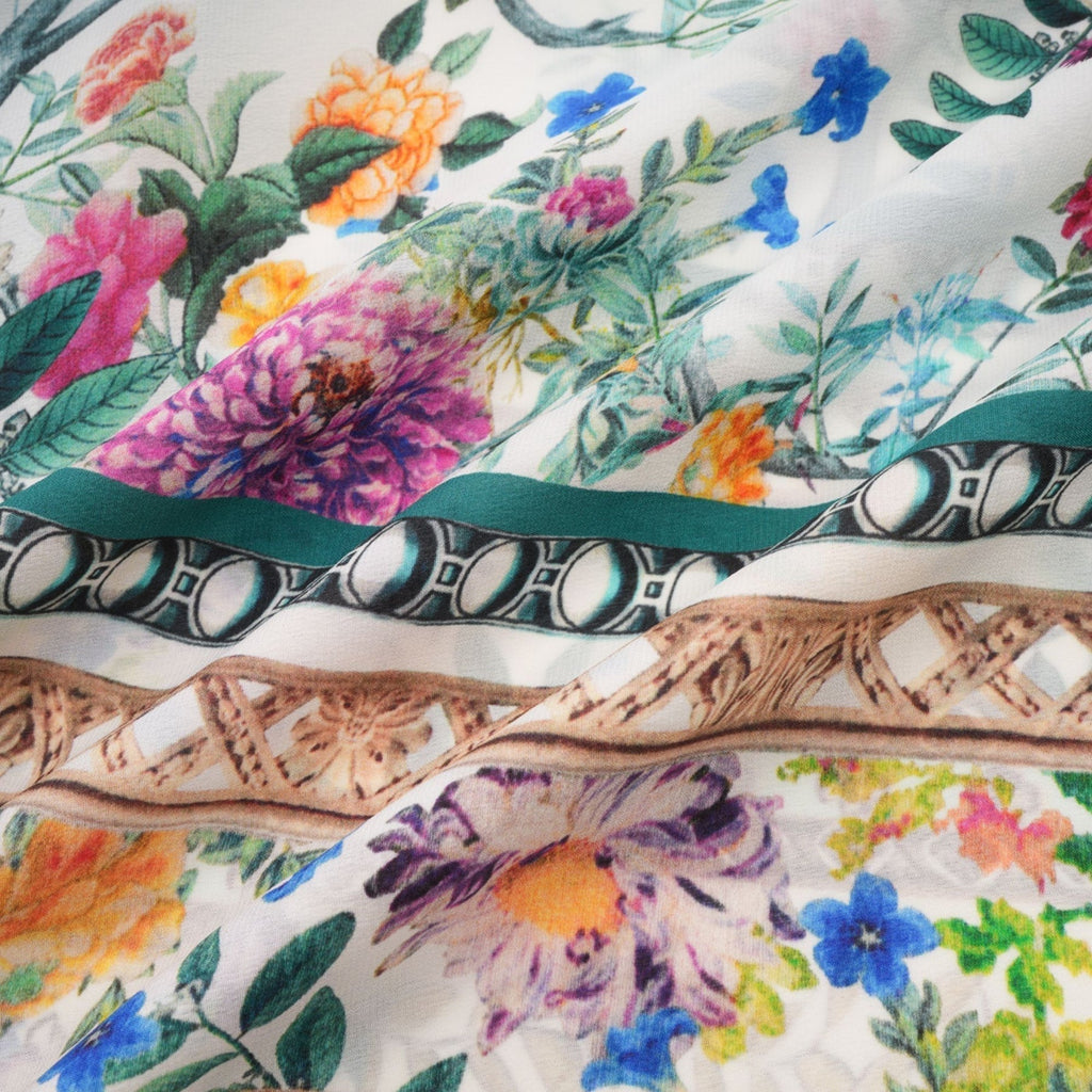 Philippine Floral Silk Midi Dress With Twist Front and Crystal Detail