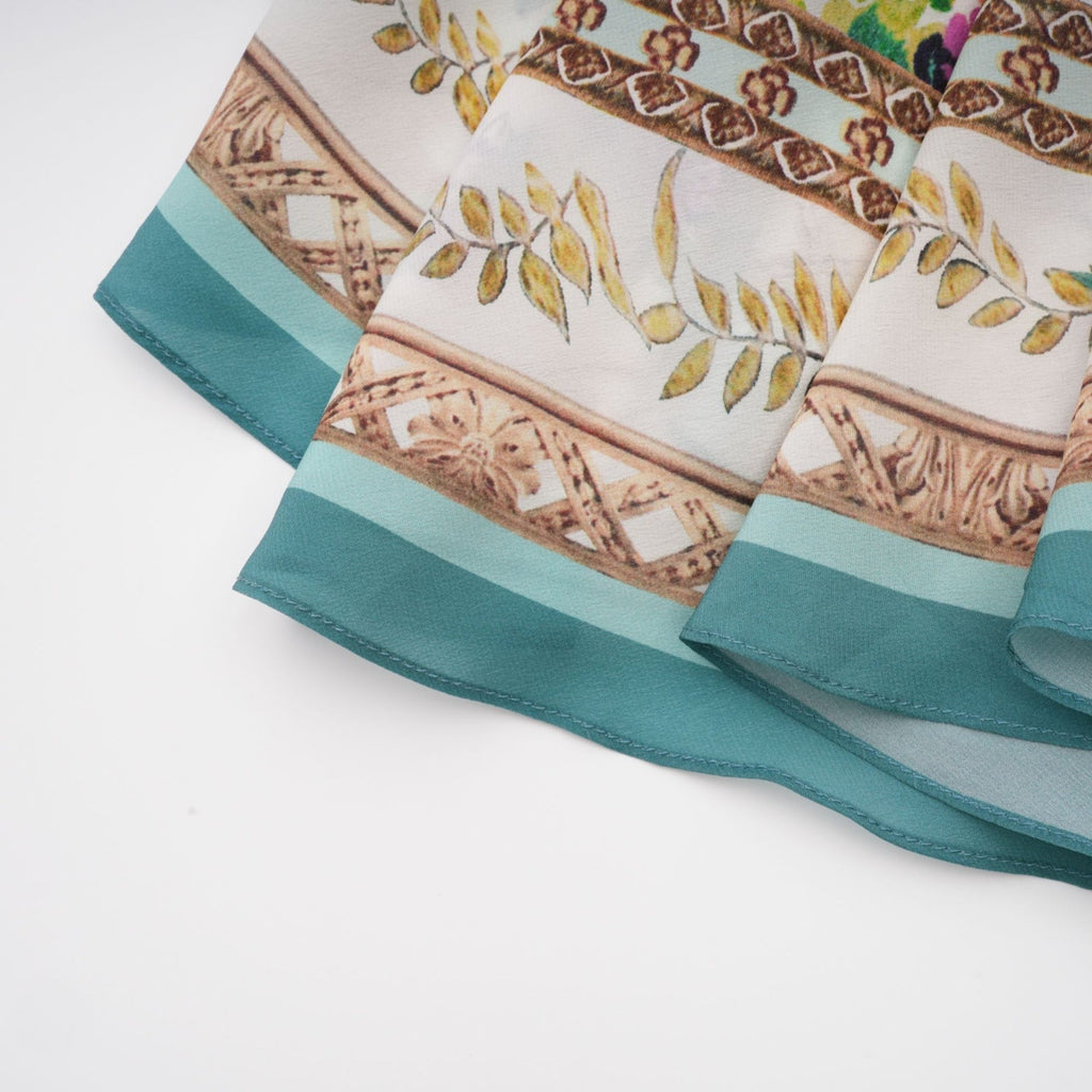 Philippine Floral Silk Midi Dress With Twist Front and Crystal Detail