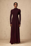 Phoebe Maxi Dress - Dark Red with Long Sleeves