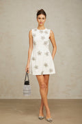 Pierina Mini Dress Crystal Flower White Bloom & Crystal