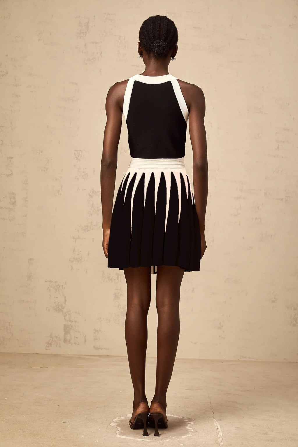 Pierina Top & Skirt Set Vertical Stripe Pattern Cropped Halter - neck Matching Outfit