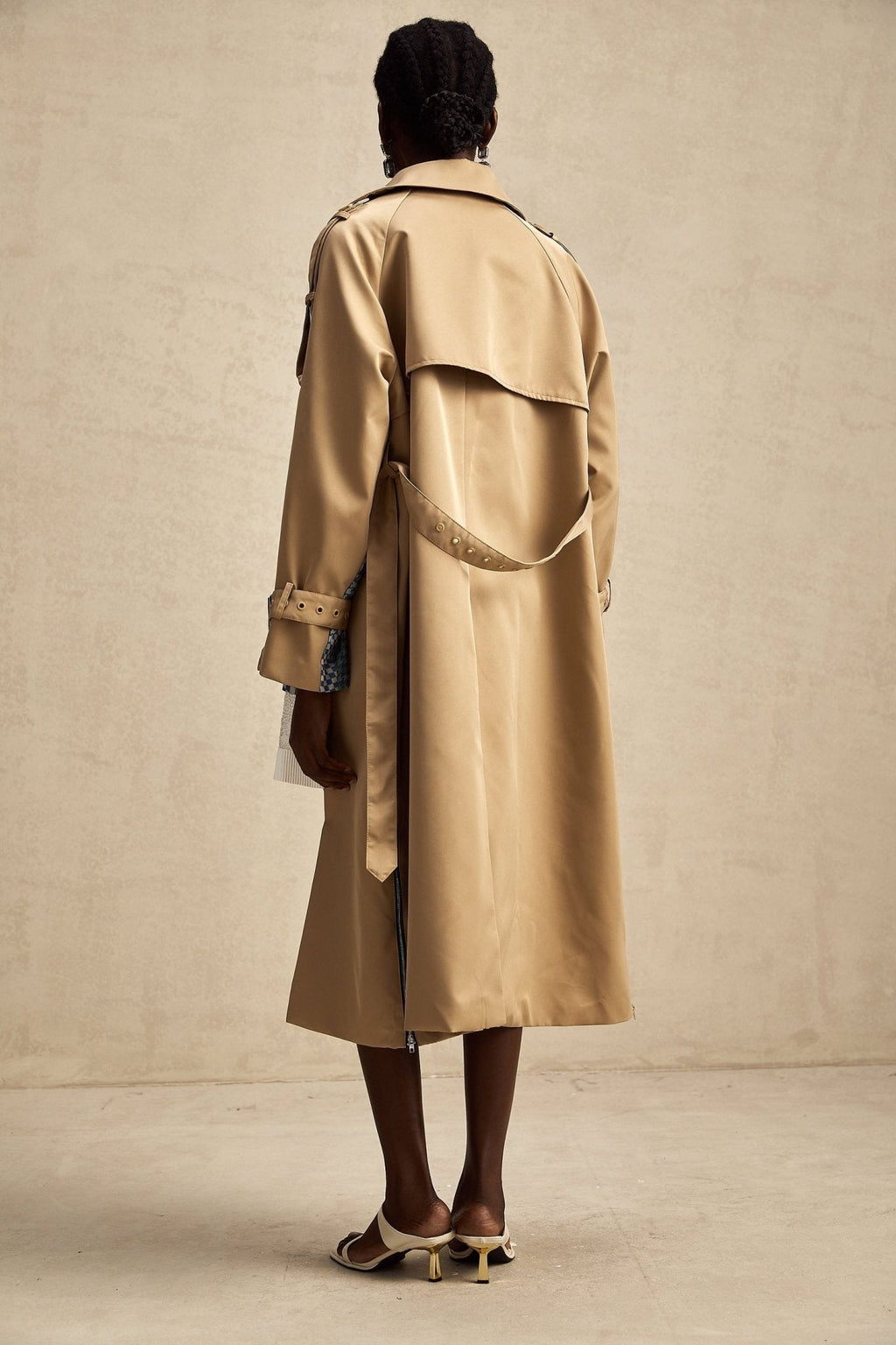 Pierina Trench Coat Contrast Belted & Patterned Edgy