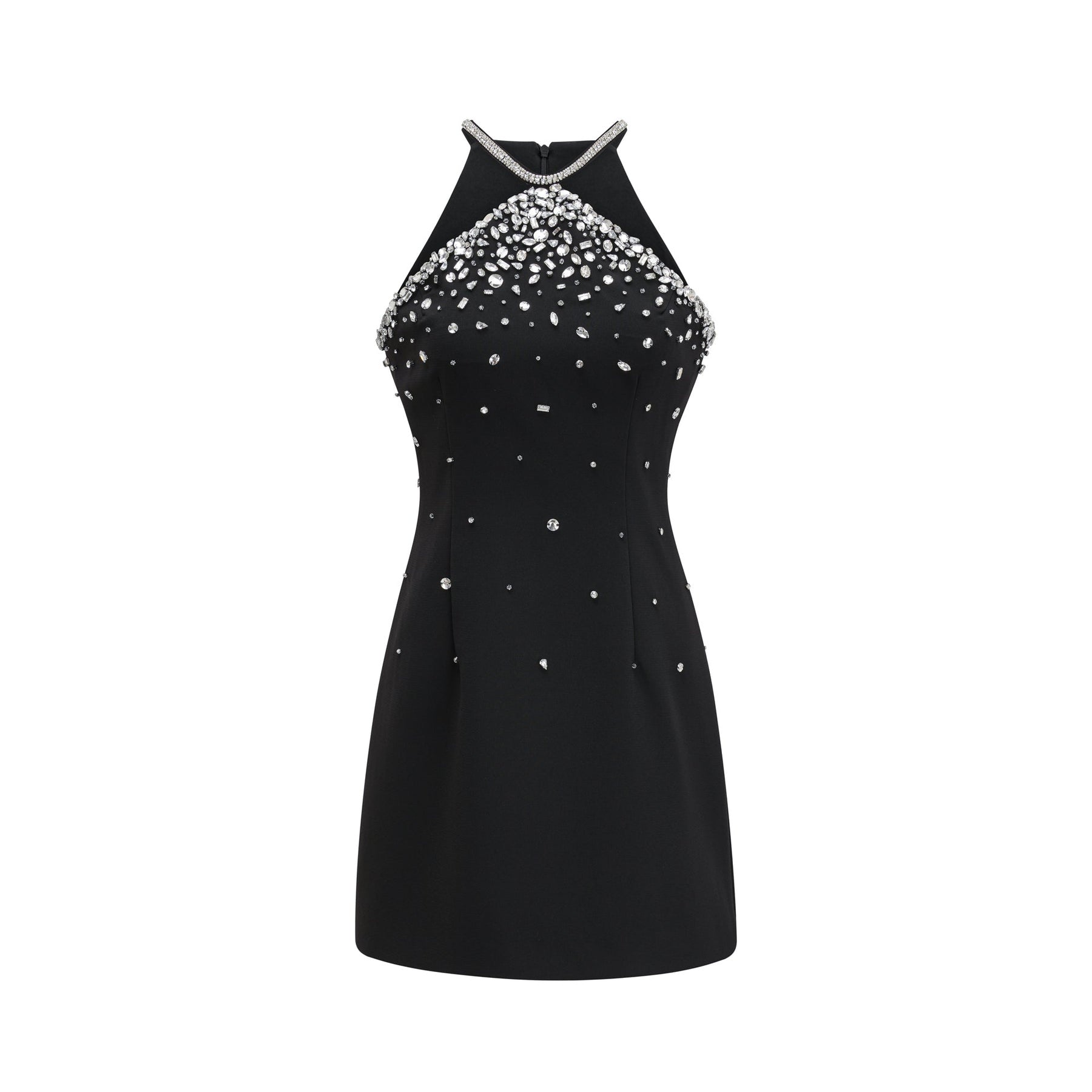 Piper Black Crystal - Studded Mini Dress With Halter Neck