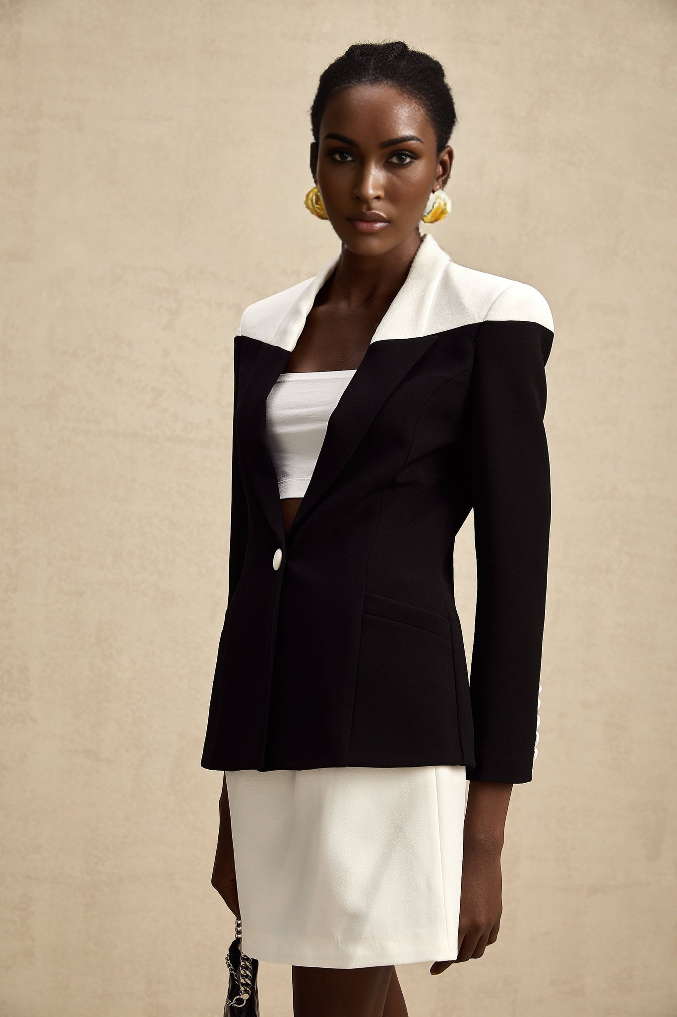 Piper Jacket & Skirt Black White Contrast Matching Set