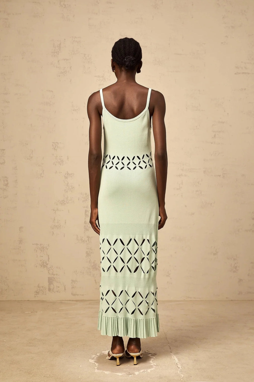 Piper Maxi Dress Green Cut - Out Pleated