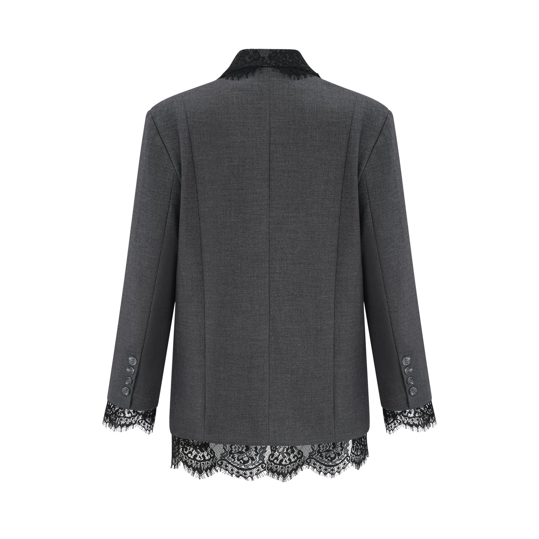Presley Blazer Grey Lace Panel Chest Pocket Buttoned & Notched