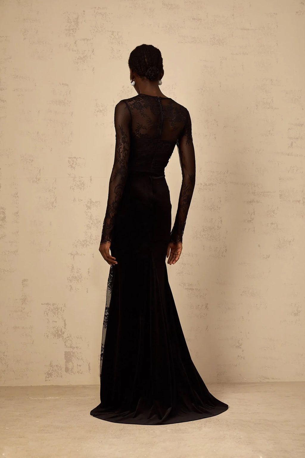 Presley Maxi Dress Black Floral - Lace Rhinestone Mermaid Hem