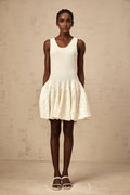 Presley Mini Dress Ivory White Jacquard Knit Flare Hem