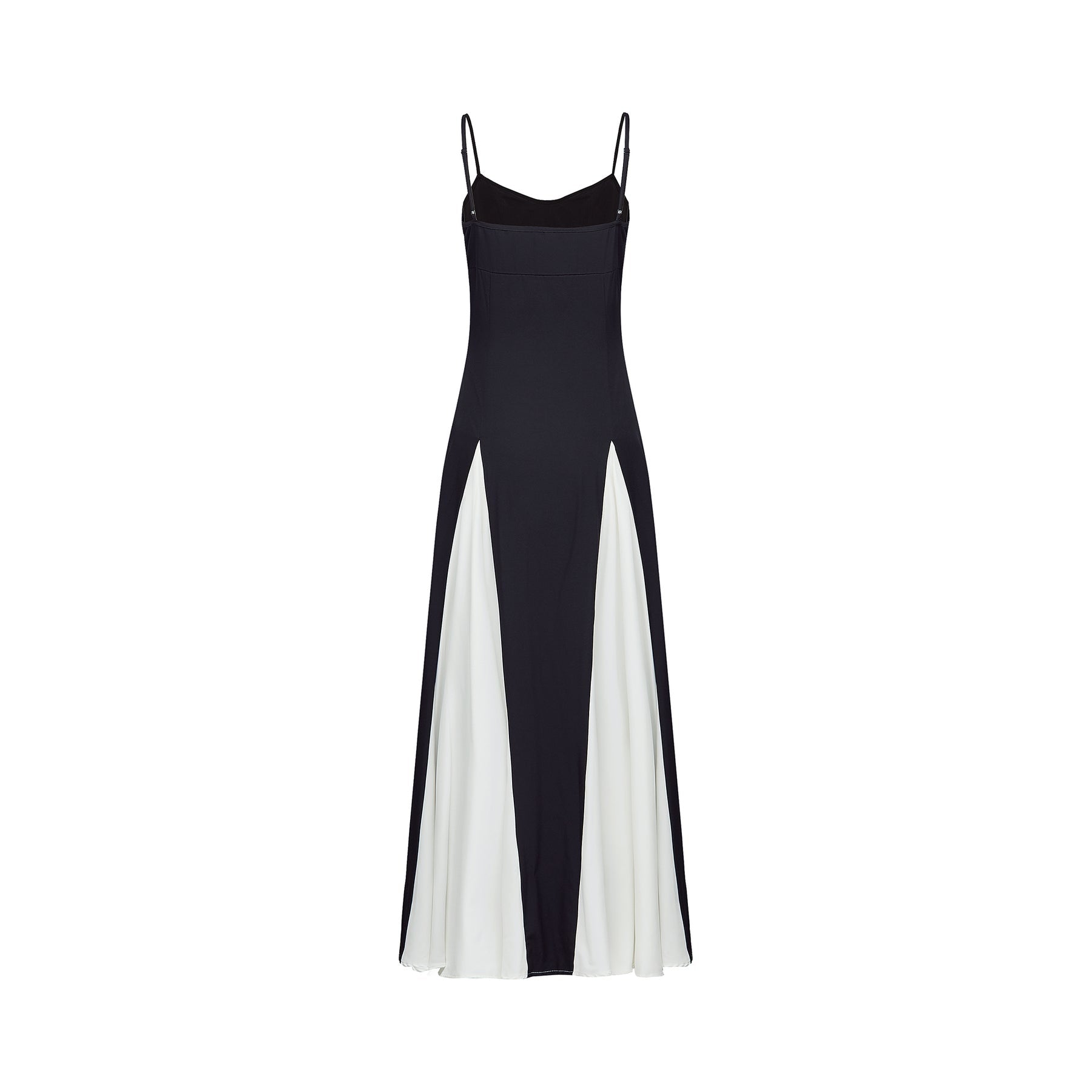 Primula Black and White Colorblock Maxi Dress With Pleated Panels