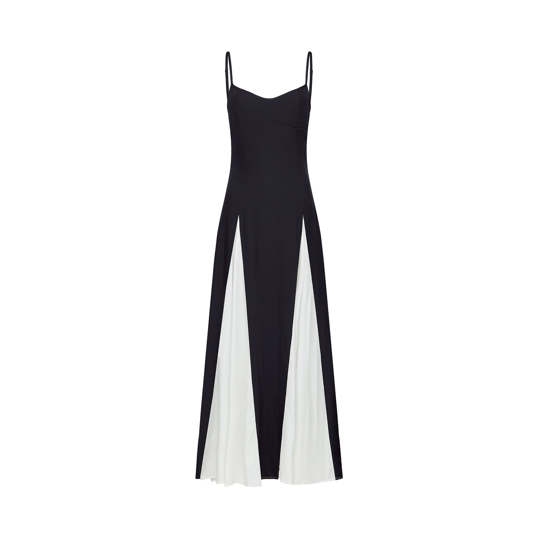 Primula Black and White Colorblock Maxi Dress With Pleated Panels
