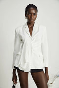 Priscilla Blazer Priscilla Draped Asymmetric White Blazer
